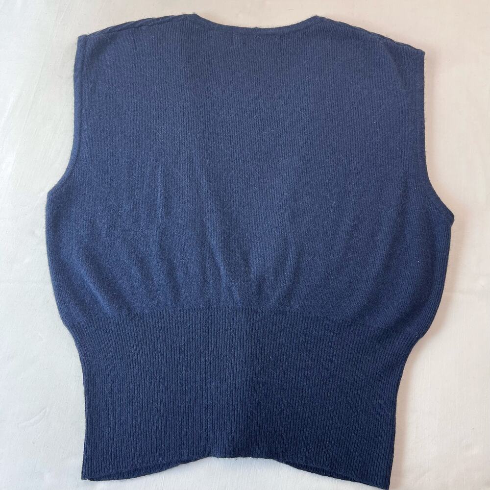 Evan Picone Vintage Lambswool Angora Navy Blue Sweater Vest women's Size Medium - Picture 2 of 8
